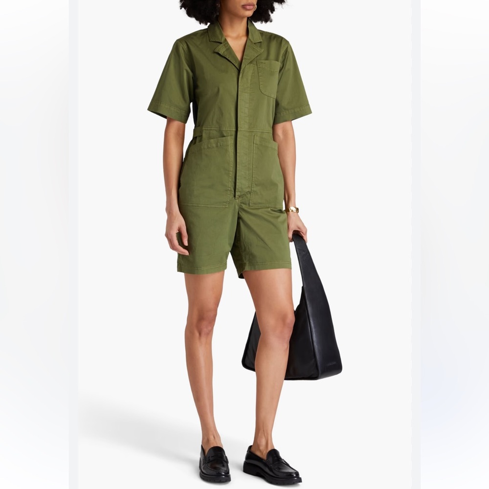Alex Mill Cotton Blend Poplin Playsuit Boiler Romper Jumpsuit in green small